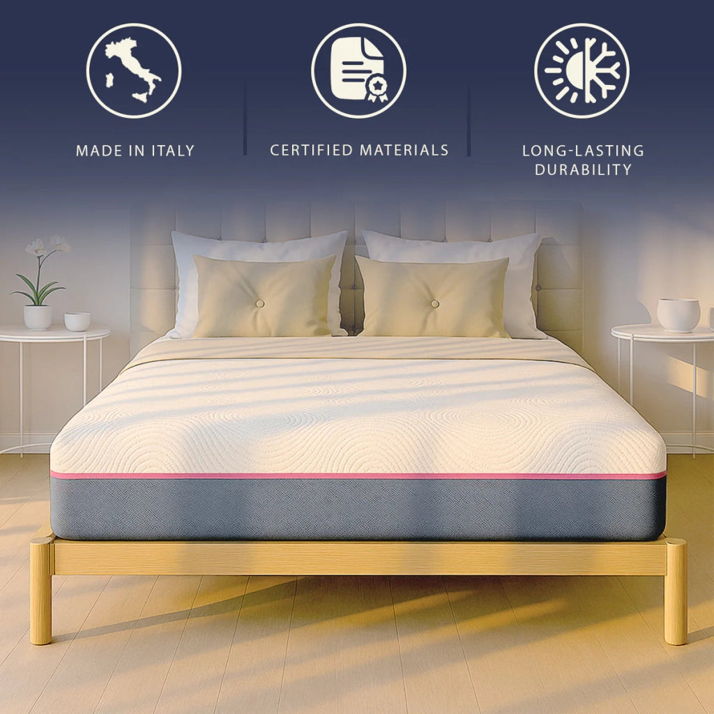 Materasso 120x200 Memory Breeze e Molle Insacchettate | Altezza 30 cm |  Sfoderabile, Anallergico e Traspirante | Made in Italy