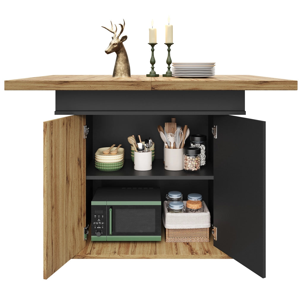 Tavolo da pranzo estensibile 110-140 x 80 x 75 cm MDF nero e legno