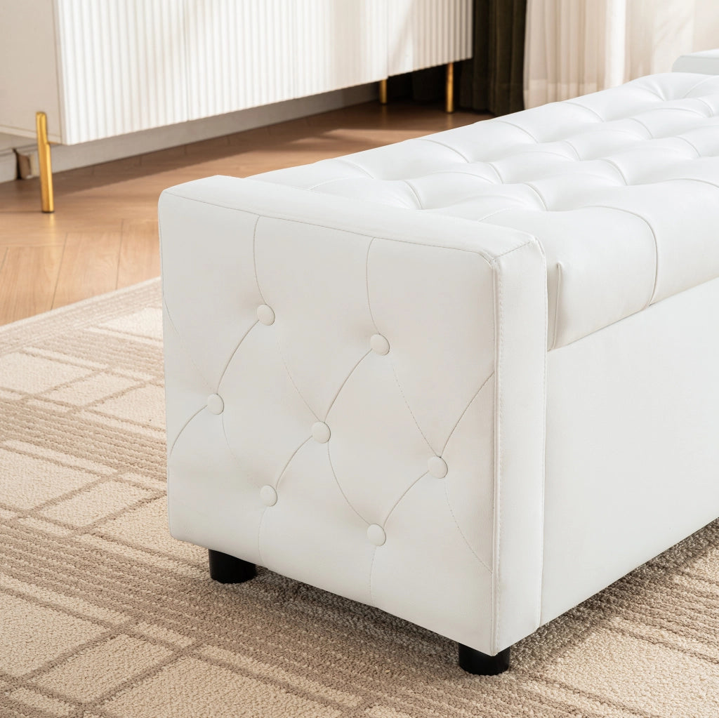 Panca Contenitore Rettangolare in Ecopelle con Rivestimento Capitonné, 122x45x47 cm, per Camera e Ingresso