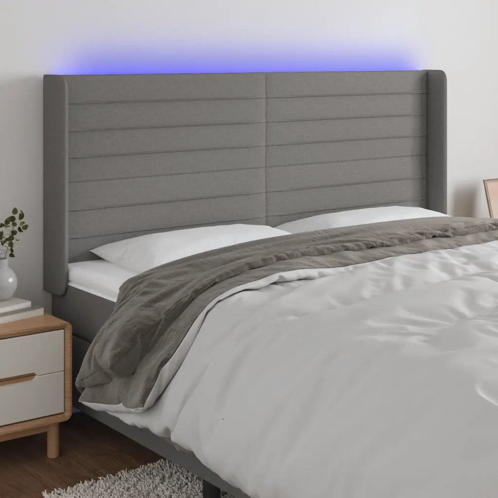 Testiera | Testata a LED GrigioScuro 163x16x118/128cm inTessuto
