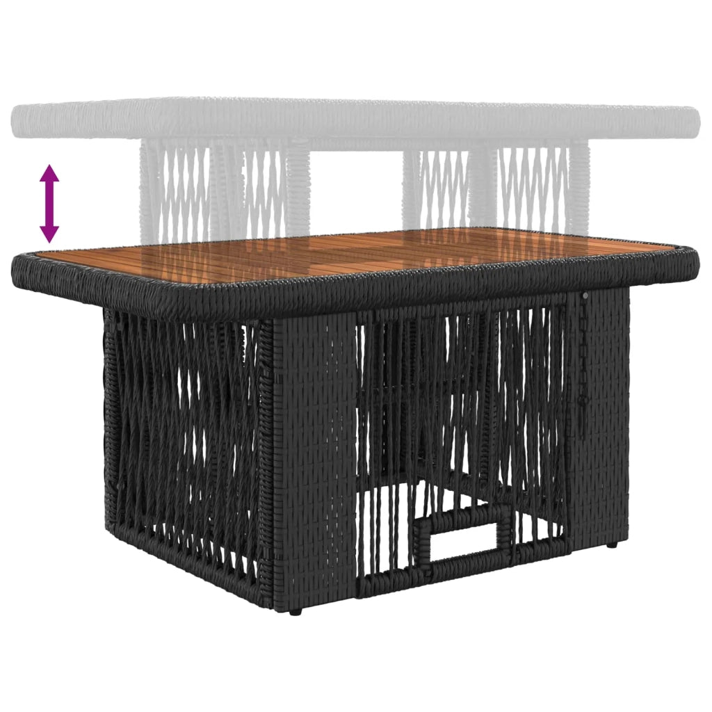 Set da Pranzo per Giardino 3 pz | Set Salotto da Giardino Nero e Crema polyrattan