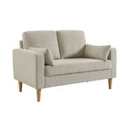 Divano in legno di hevea e ciniglia, 2 posti, beige