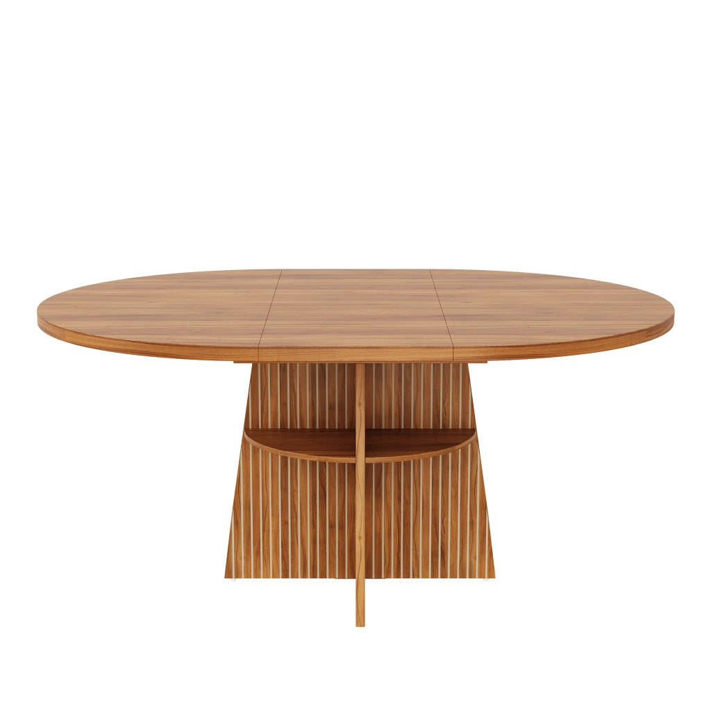 Tavolo allungabile da pranzo rotondo con piano MDF effetto noce per 2-8 persone 110-150 × 110 × 77.5 cm