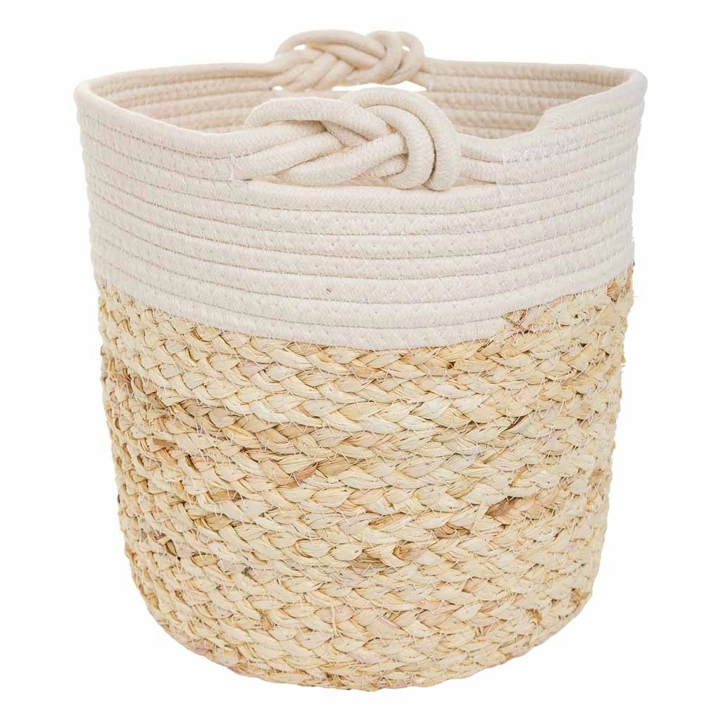 Cestino in fibra naturale e cotone marrone D32x31