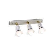 Applique Classica Savona Ceramica E Ottone Satinato Decorato 3 Luci E14