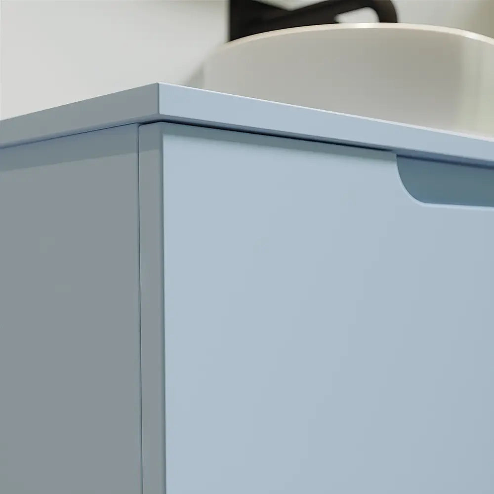 Mobile bagno sospeso 80 cm un cassetto color carta da zucchero con top  | Moor