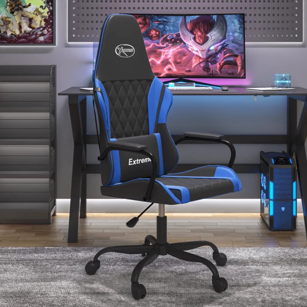 Sedia da Gaming Massaggiante Nero e Blu in Similpelle 345533
