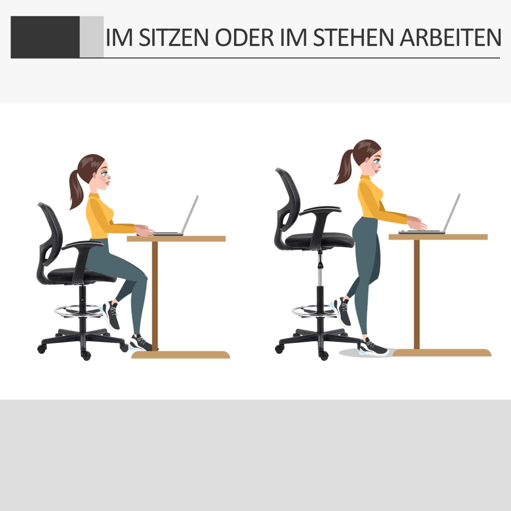 Sedia da ufficio ergonomica nera con schienale in rete e poggiapiedi regolabile 60 x 56 x 110 132 cm