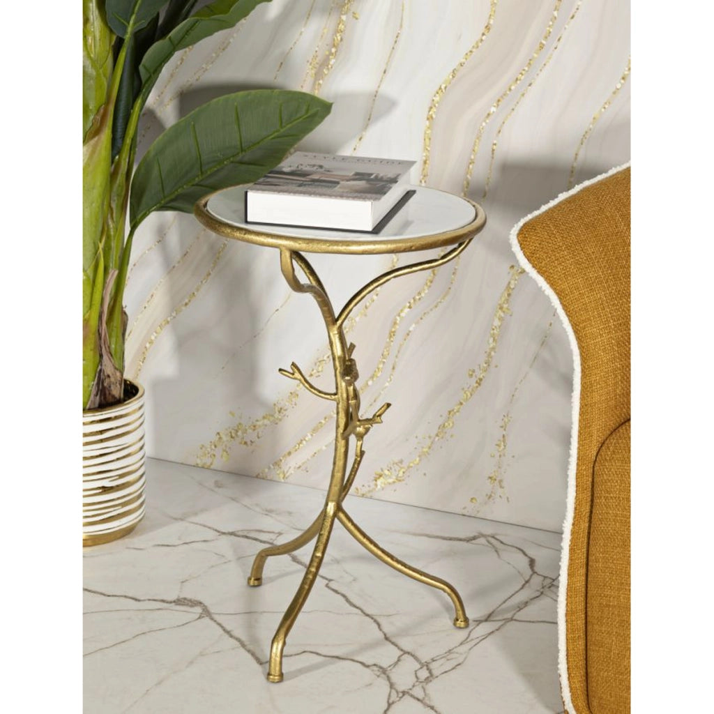 Tavolino VKH801, Oro, Metallo, 38x38x60 cm