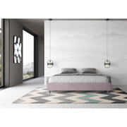 Letto imbottito Matrimoniale 200x200 cm Azelia - Con rete,Glicine,Microfibra