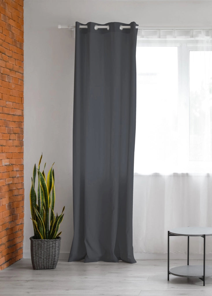 Tenda Semioscurante 140 x 290 Cm Moderne Con Occhielli  Piombo - 2 Tende