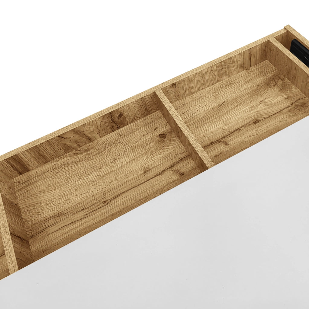 Credenza 120x76,5x37 cm con LED 16 colori, 2 cassetti e 2 ante bianca
