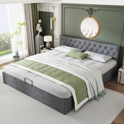 Letto matrimoniale imbottito grigio con contenitore idraulico 180 x 200 cm