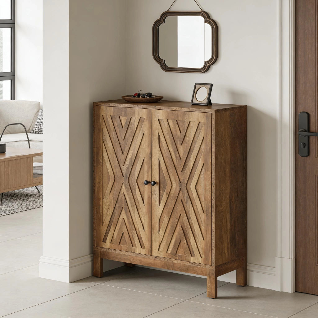 SCARPIERA 5 RIPIANI Marrone Rustico in MDF e Metallo