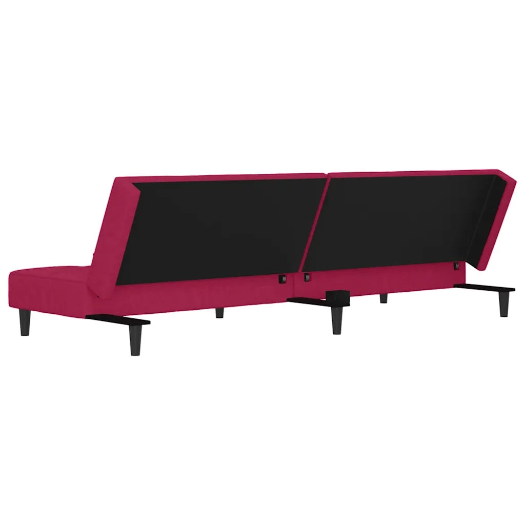 Divano letto | Sof¨¤ letto | Letto singolo a 2 Posti con 2 Cuscini Rosso Vino in Velluto