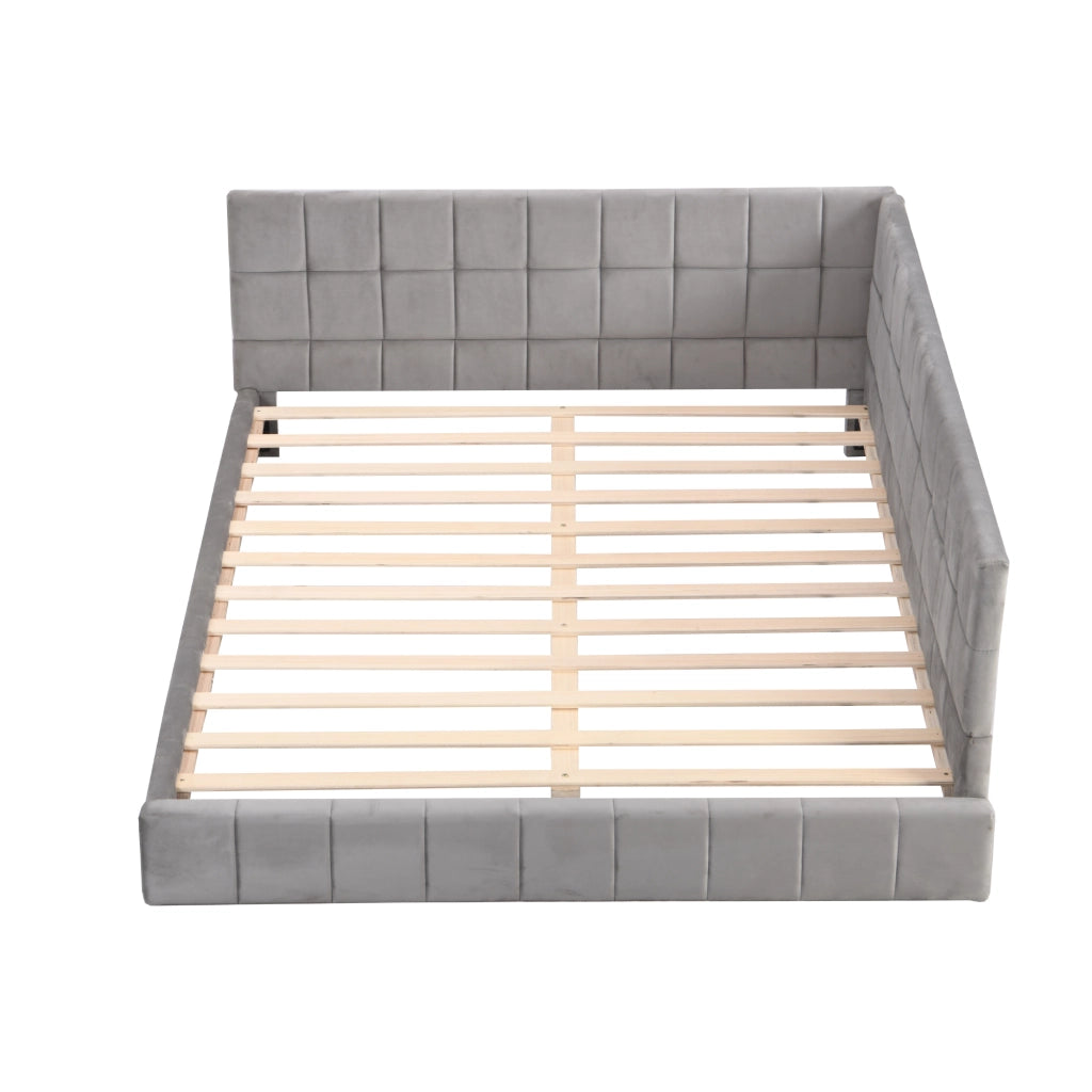 Letto divano 140 × 200 cm 2 posti con schienale reversibile; senza materasso; imbottito in velluto grigio