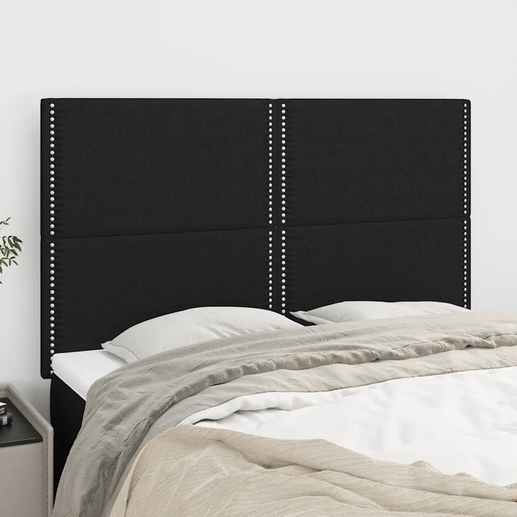 Testiera | Testata Nera 144x5x118/128 cm Tessuto