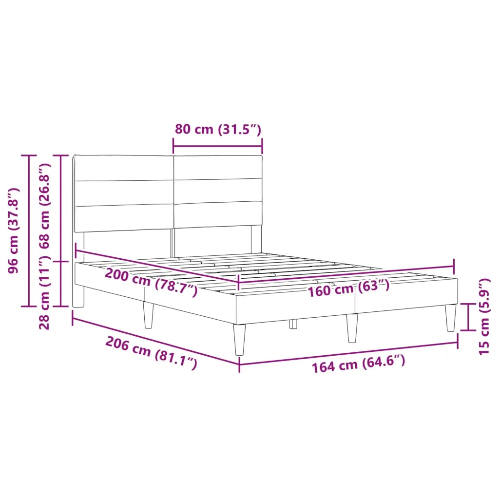 Struttura del letto con testiera Tortora 160 x 200 cm Tessuto 42027598