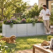Garden Raised Bed 320x80x77 Cm Galvanized Steel Silver