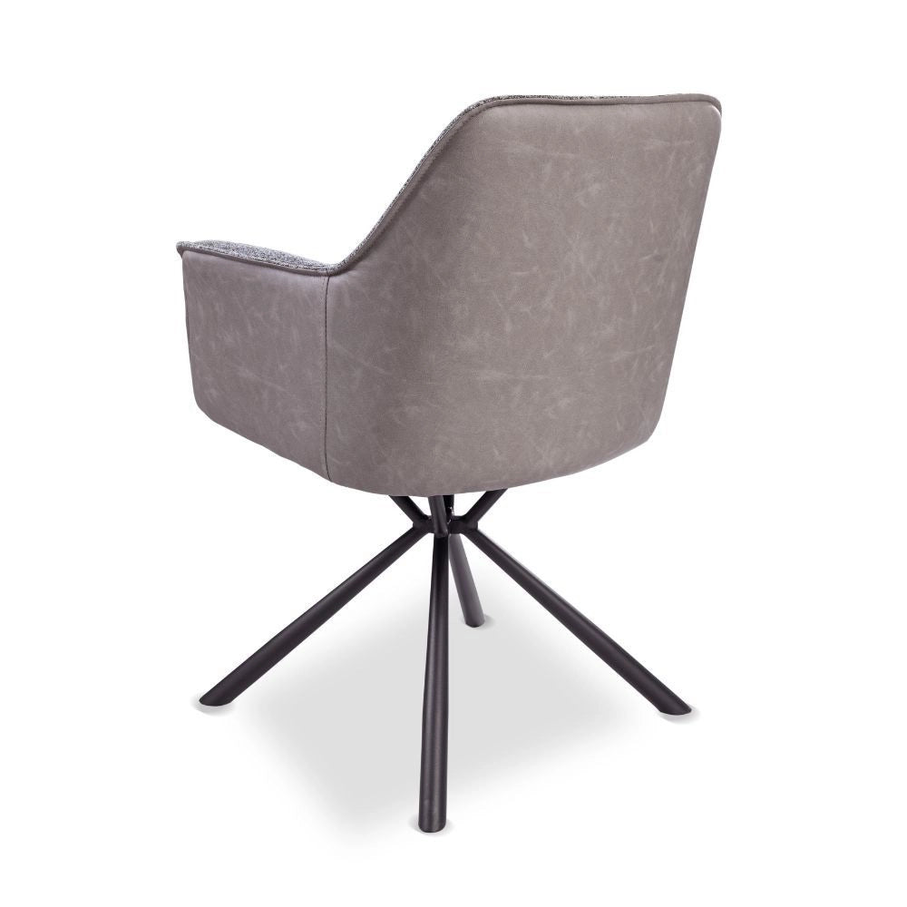 Set 2 sedie con braccioli tessuto grigio e retro ecopelle tortora Aseat