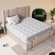 Materasso 140x200 cm H3 a 7 zone con molle insacchettate e schiuma fredda, rivestimento bianco