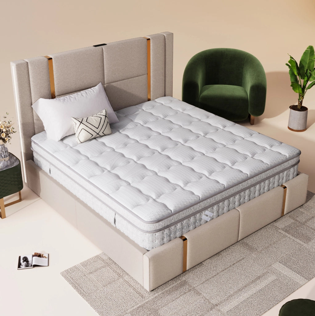 Materasso 140x200 cm H3 a 7 zone con molle insacchettate e schiuma fredda, rivestimento bianco