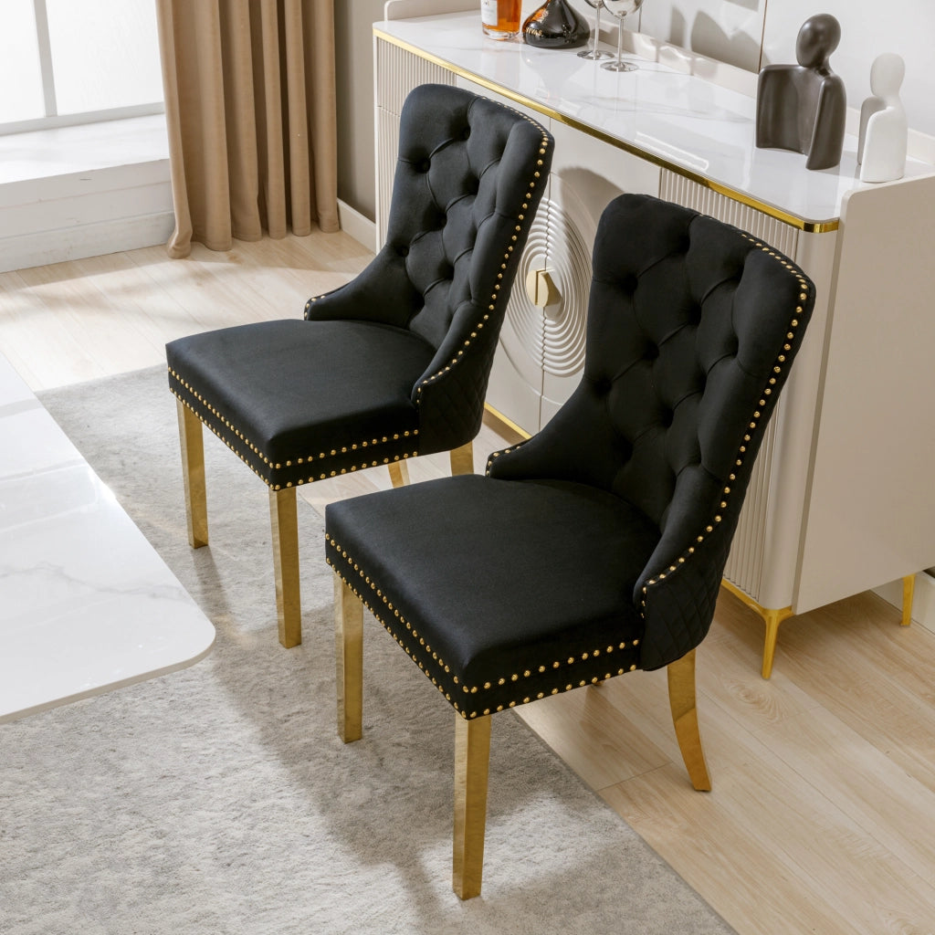 Sedia da pranzo set da 2 - Sedia imbottita - Gambe di supporto in acciaio inox - Velluto - Alta qualità - Lusso sobrio