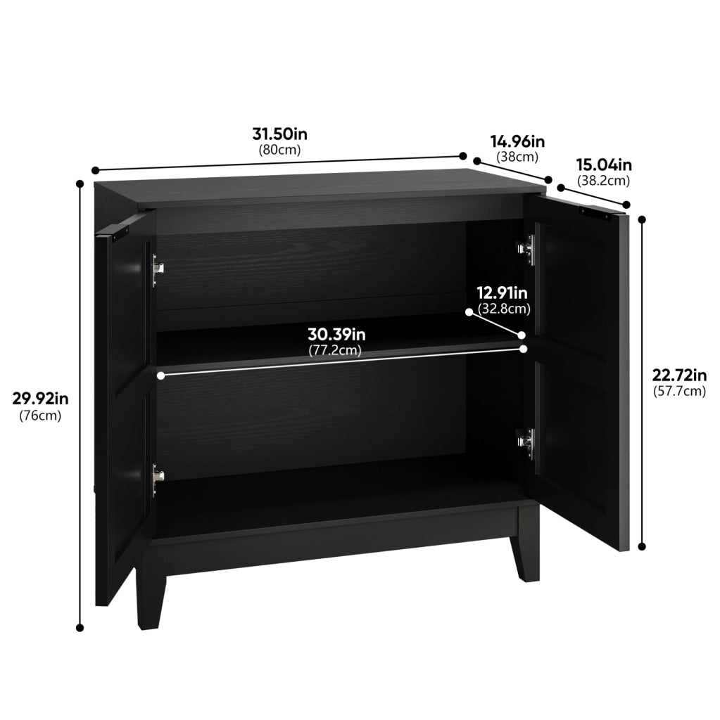 Sideboard con 2 ante e ripiani interni regolabili in MDF; nero
