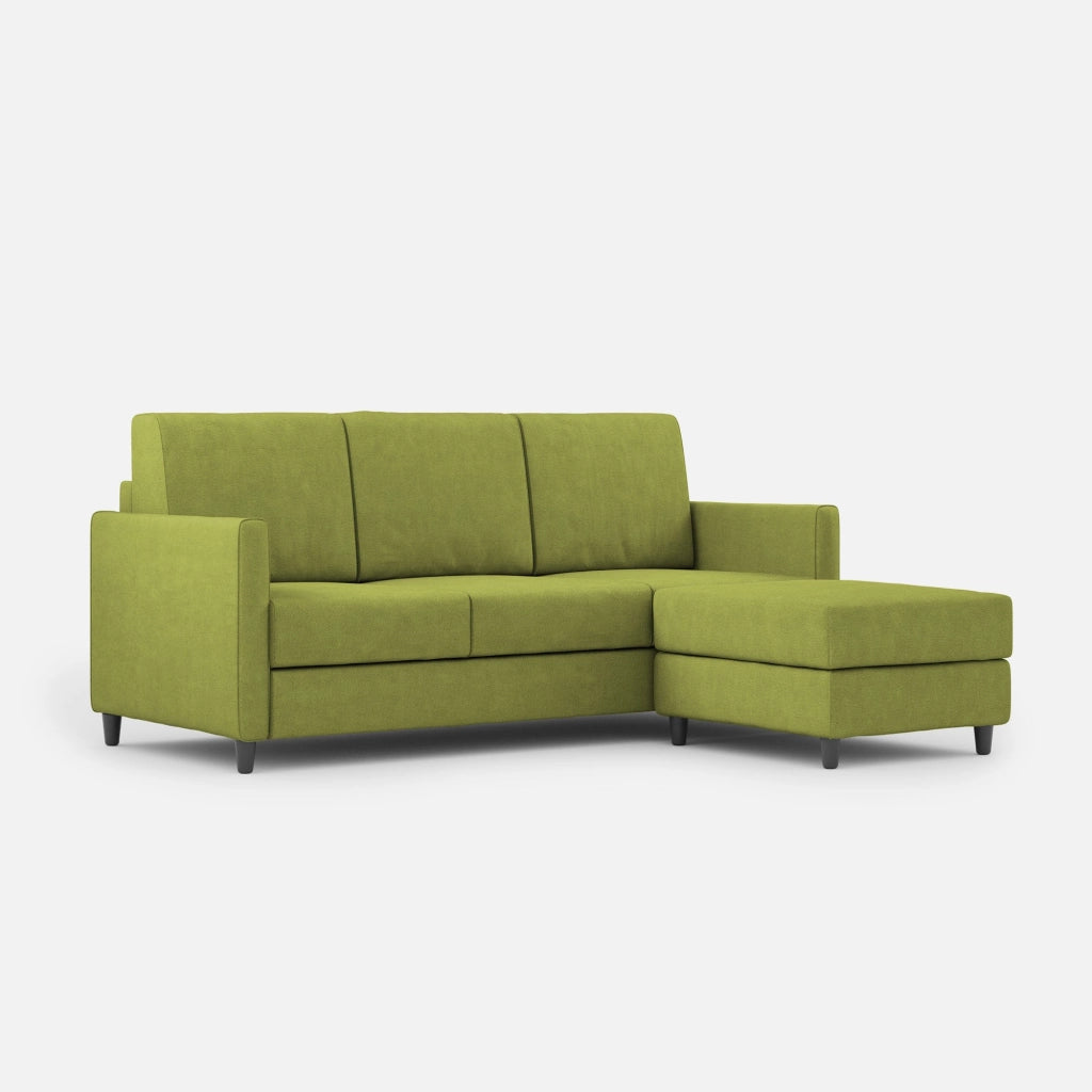Divano 3 Posti con Pouf 198x155x85 cm Karay in Tessuto Verde