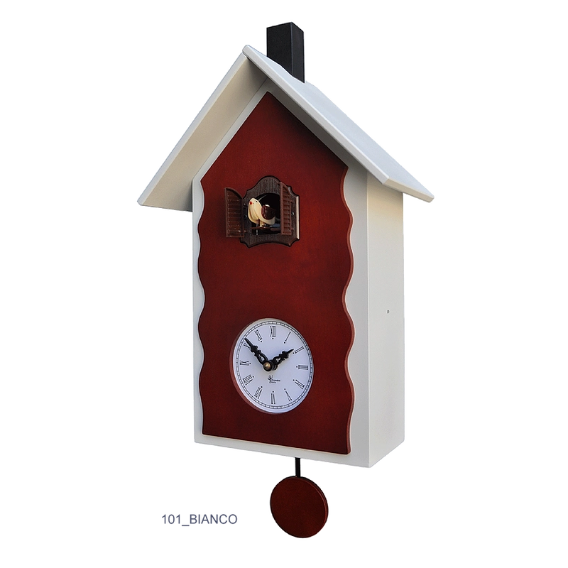 Orologio con cucù con cassa laccata e pannello betulla Made in Italy