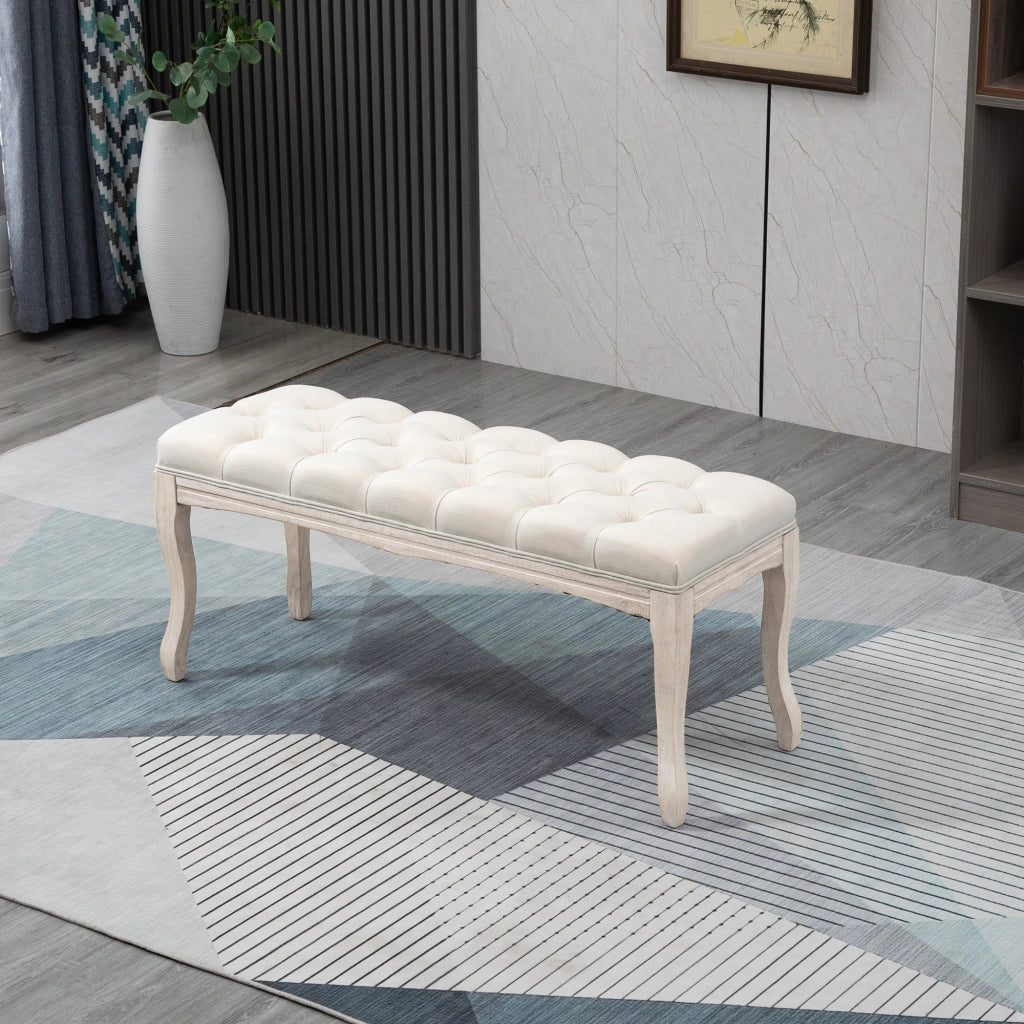Panca letto ¨C zephmum ¨C Tessuto beige, legno, 110x40x48