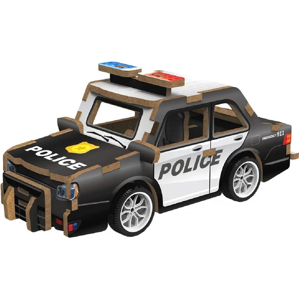 Trade Shop - Puzzle 3d Modellino Giocattolo In Legno 22 Pz Da Assemblare Modello Auto Polizia 32384 -