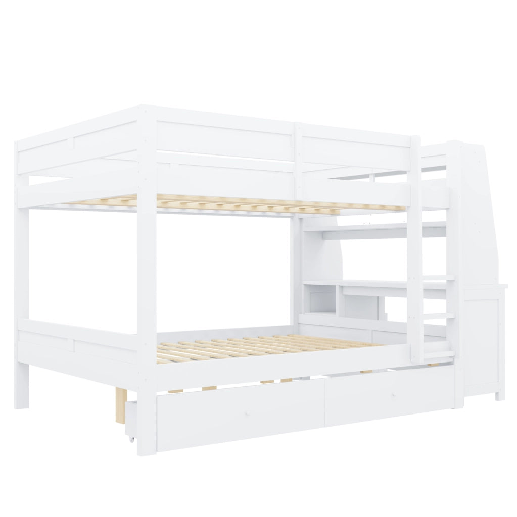 LETTO A CASTELLO 140x200 cm con Scrivania e Contenitore Bianco