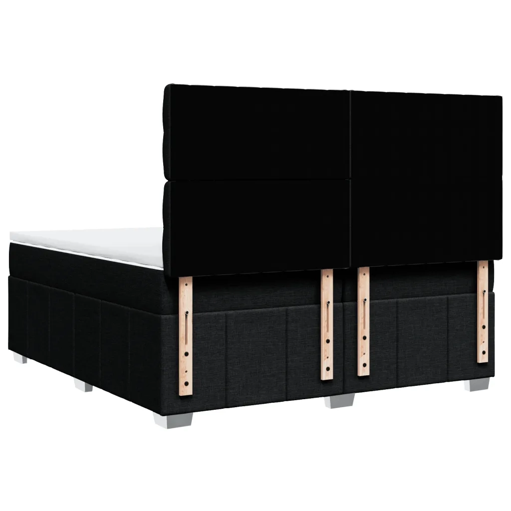 Giroletto a Molle con Materasso Nero 200x200 cm in Tessuto