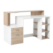 Scrivania per Computer con 2 Cassetti e Ripiani ¨C Xylo ¨C Quercia 137x55x92cm