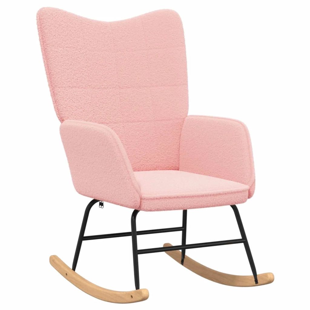 Poltrona | Sedia a dondolo Rosa Tessuto Sherpa