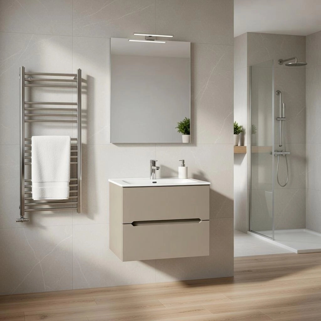 Composizione mobile bagno sospeso con cassetti cm 60 mod. TALIA - Tortora Opaco