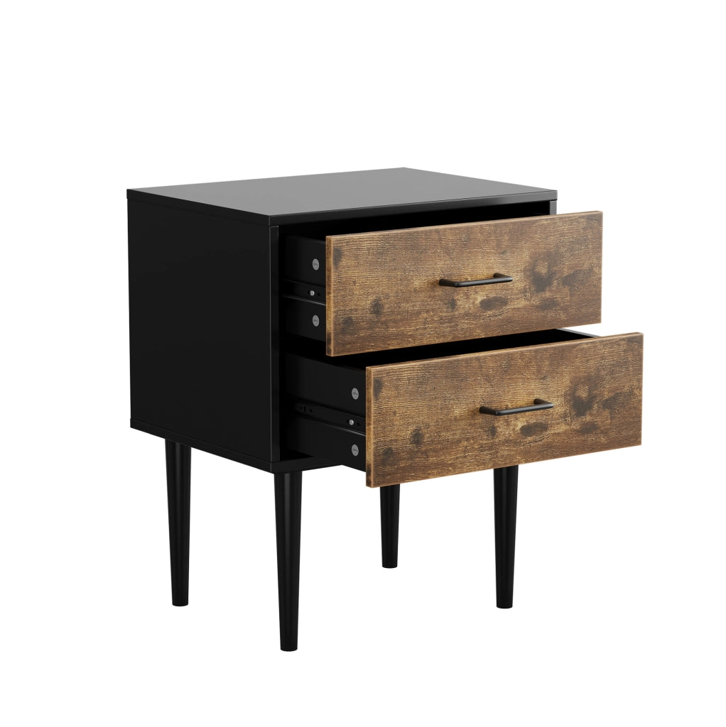 Comodino 2 cassetti 51x38x66 cm MDF marrone vintage stile industriale