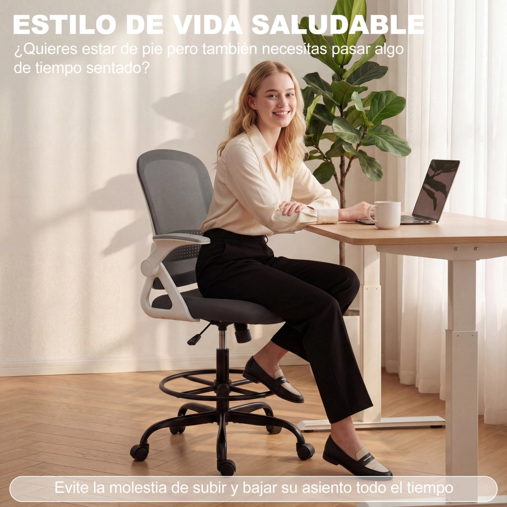 Sedia da ufficio con rete ¨C Zephmum ¨C Grigio, regolabile