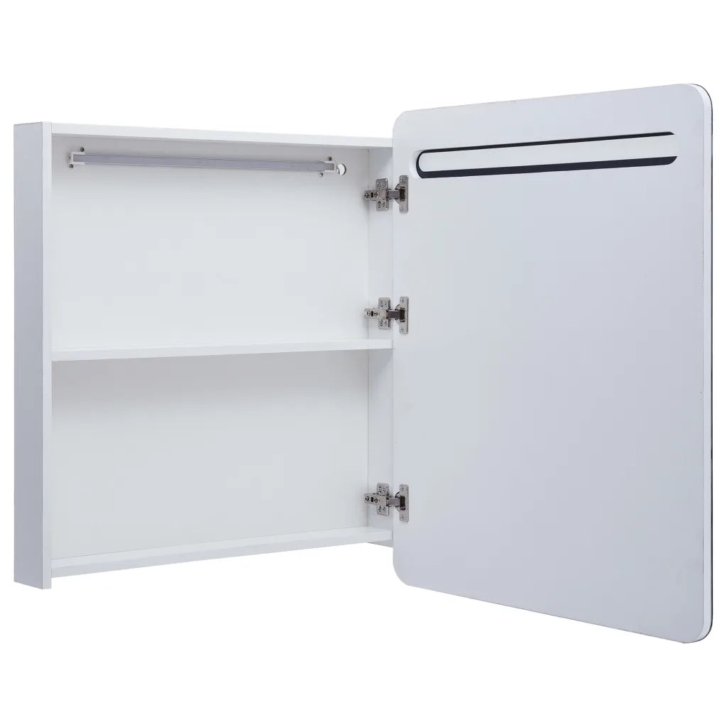 Armadietto Bagno con Specchio e LED 68x9x80 cm