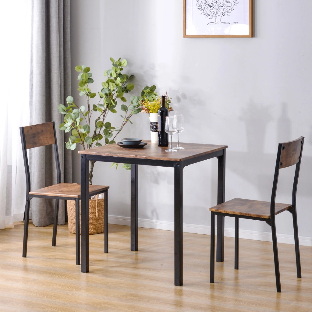 SET PRANZO 70x70x75 cm Marrone in metallo Set da 3 pezzi