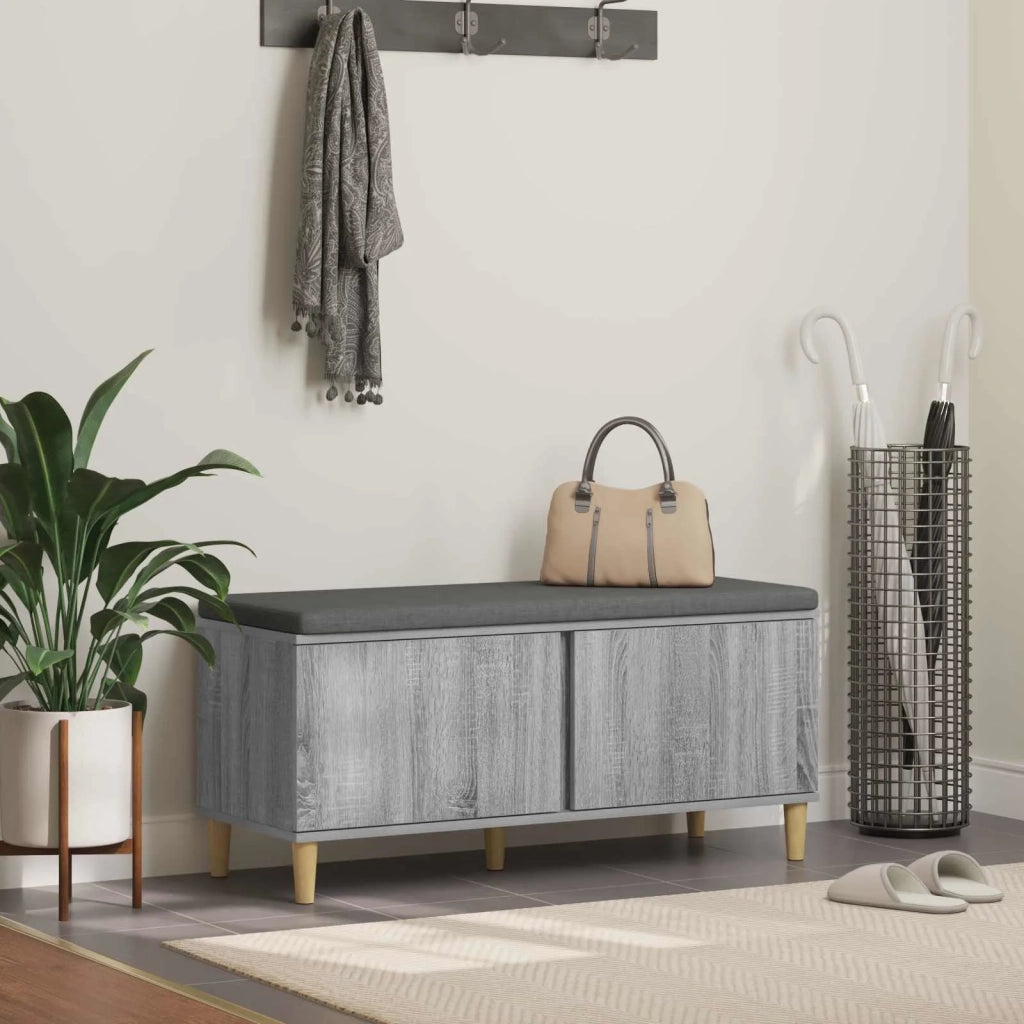 Panca per ingresso con cuscino Sonoma grigia 100 x 38 x 46 cm