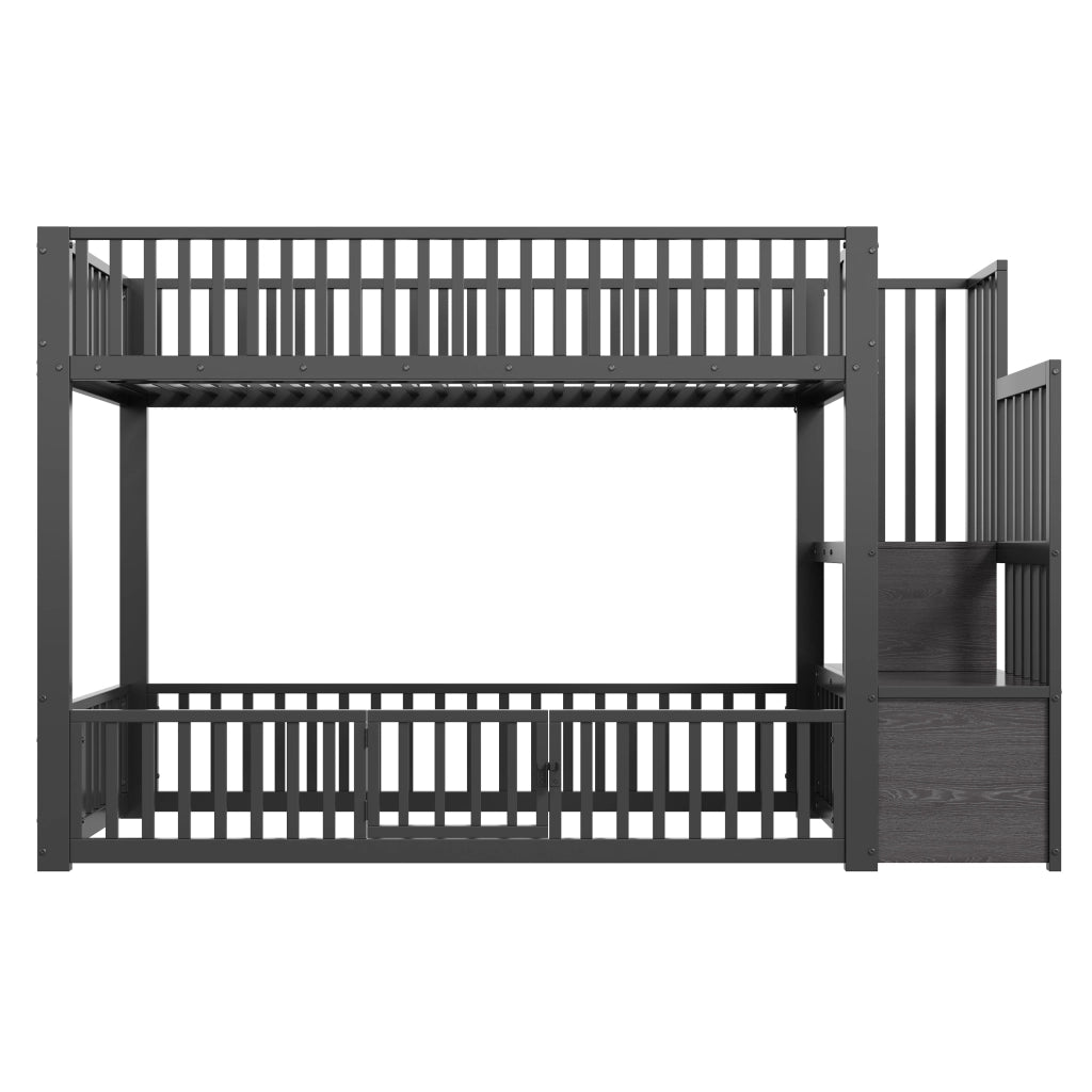 Letto a Castello con Contenitore e LED ¨C MINIMAL ¨C Nero 90x200