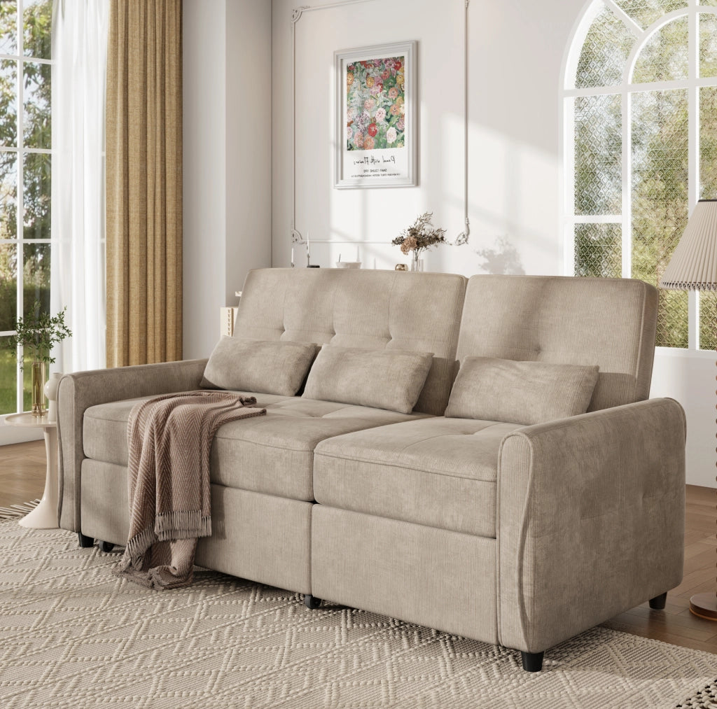DIVANO LETTO 3 Posti Estraibile 176x148 cm in Chenille Marrone