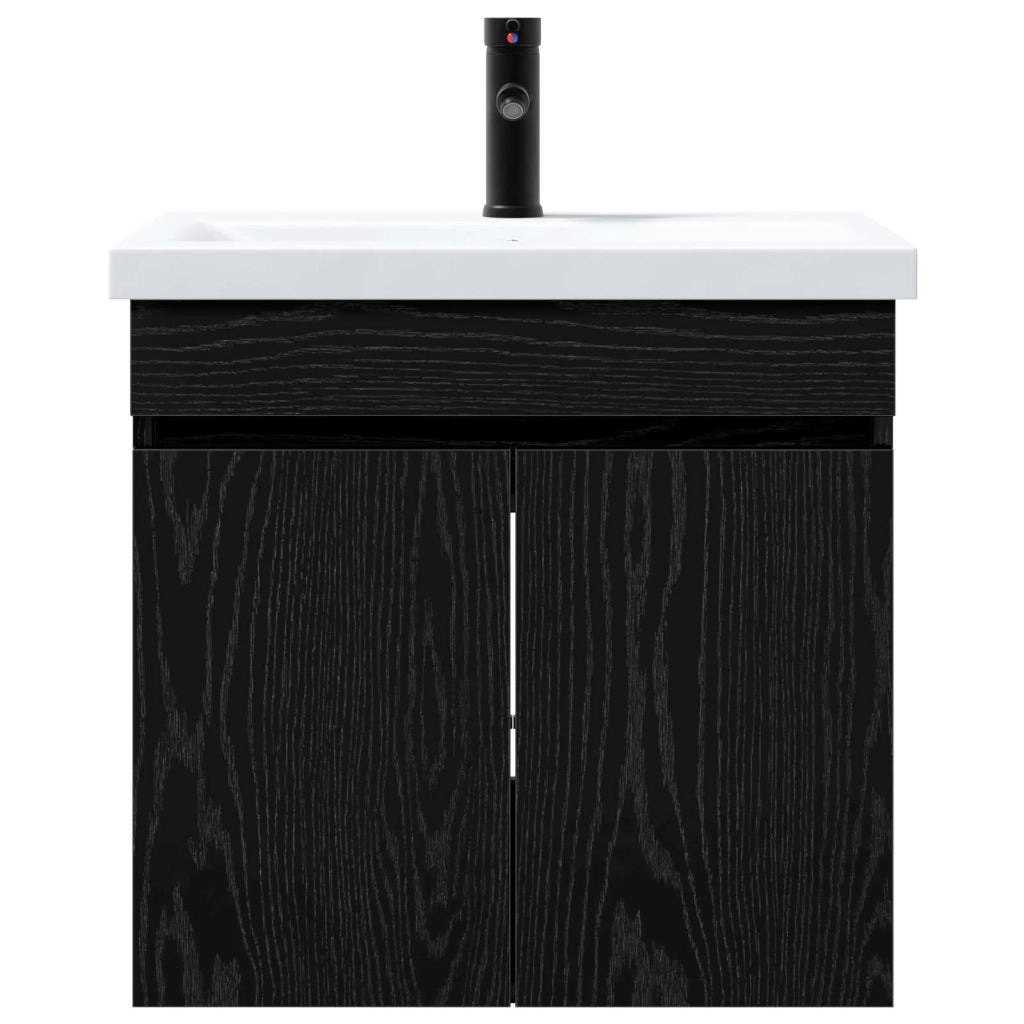 Mobile Bagno | Armadio da bagno con rubinetto Rovere Nero 61 x 40 x 74,5 cm