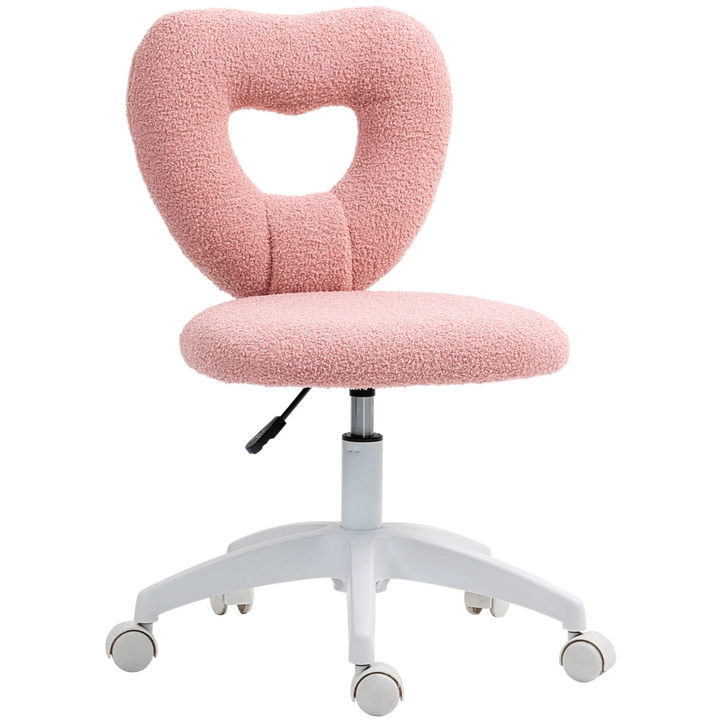 Sedia da ufficio rosa 56 x 45 x 78-88 cm in poliestere, girevole con schienale a cuore
