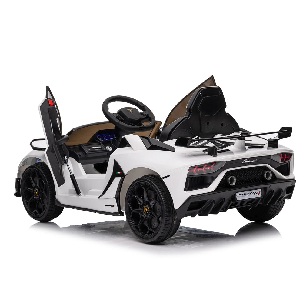 Auto Elettrica Sportiva per Bambini 12V con Telecomando; 2 Motori 25W; Luci e Suoni; 3-8 Anni - Bianco
