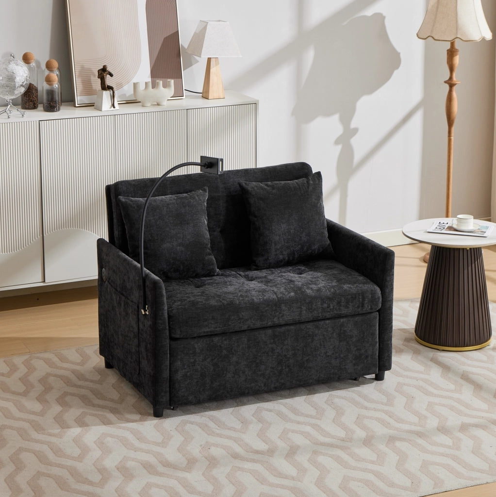 DIVANO Imbottito con USB e Porta Tablet 109x72x83,5 cm Nero