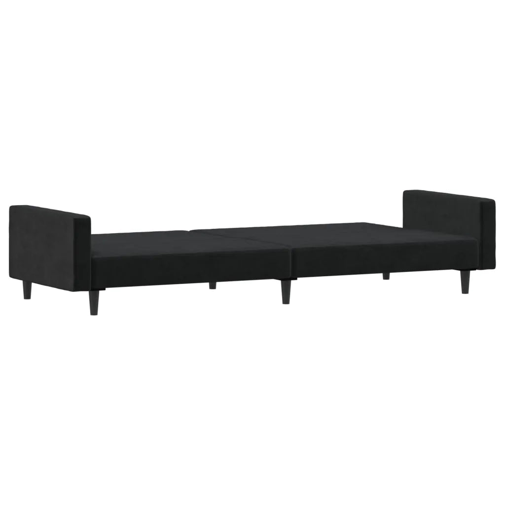 Divano Letto a 2 Posti Nero in Velluto 375740