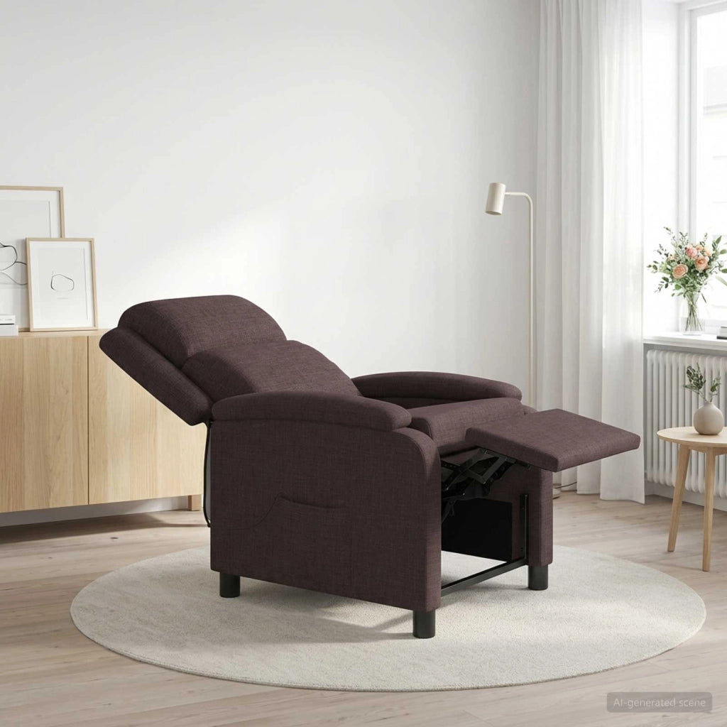 Poltrona Massaggiante Marrone Scuro Tessuto 42034873